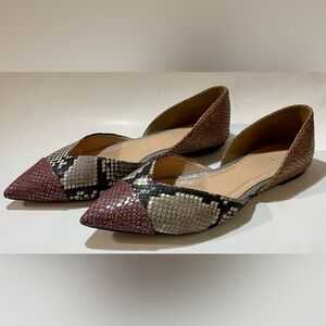 J CREW Faux Snakeskin Slip-On Flats